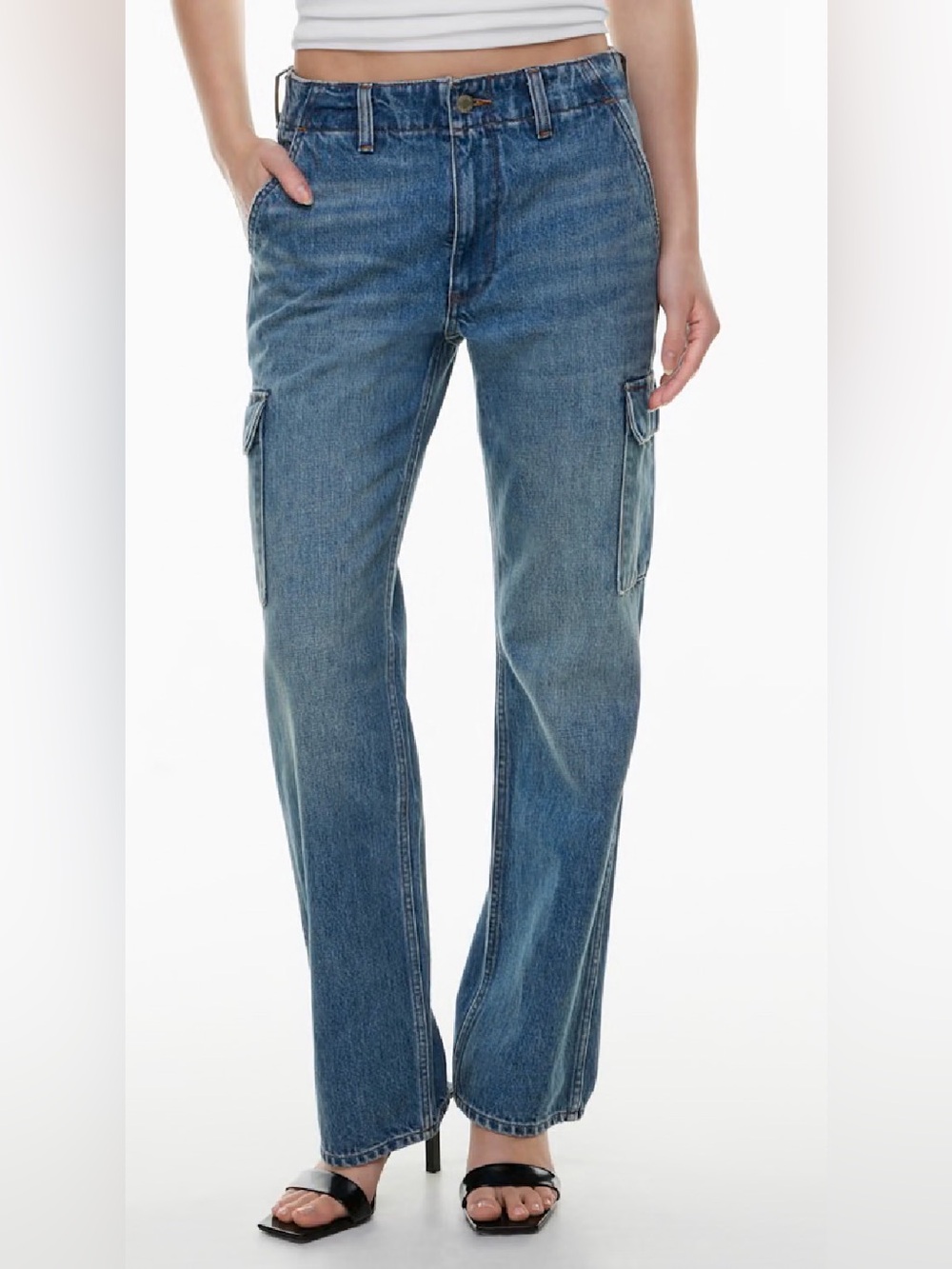 Denim Forum The '90s Edie Lo-Rise Cargo Jean (Size 24)